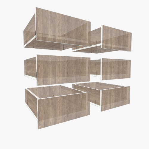 Ящик в шкаф-купе (стойка ш=400, г=500, в=725) направляющие push to open