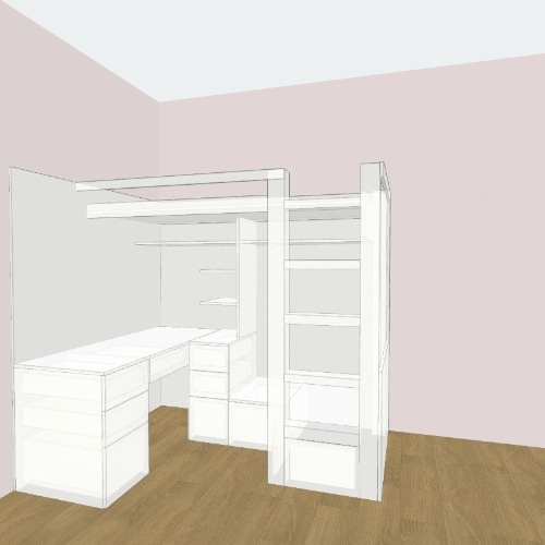 Bed with mini seat and a desk single person