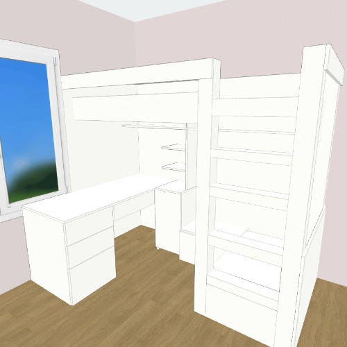 Bed with mini seat and a desk single person