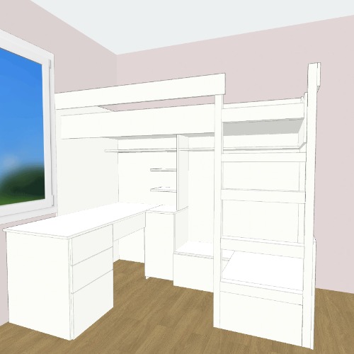 Bed with mini seat and a desk single person