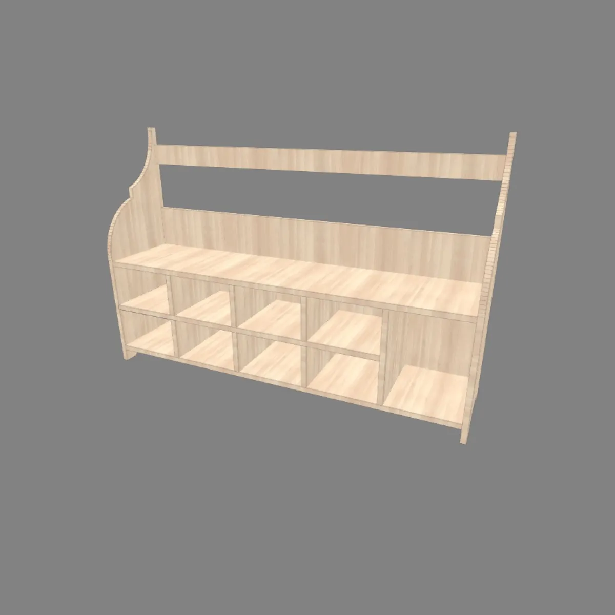 Moderne DIY Schuhbank Bauplan mit offenen Fächern und Sitzbank