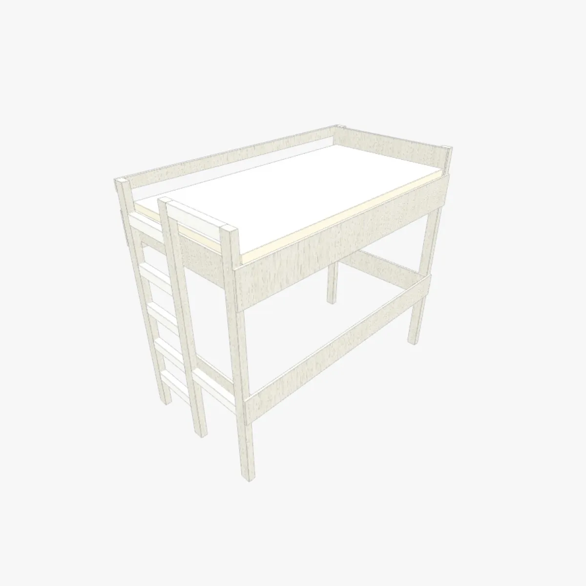 Cama Joaquin wood loft bed with ladder and guardrails - loft bed plans