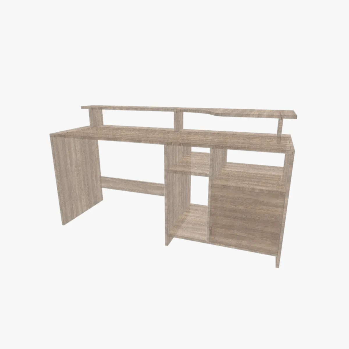 Projeto de escritório moderno em BP com medidas e prateleira elevada para home office