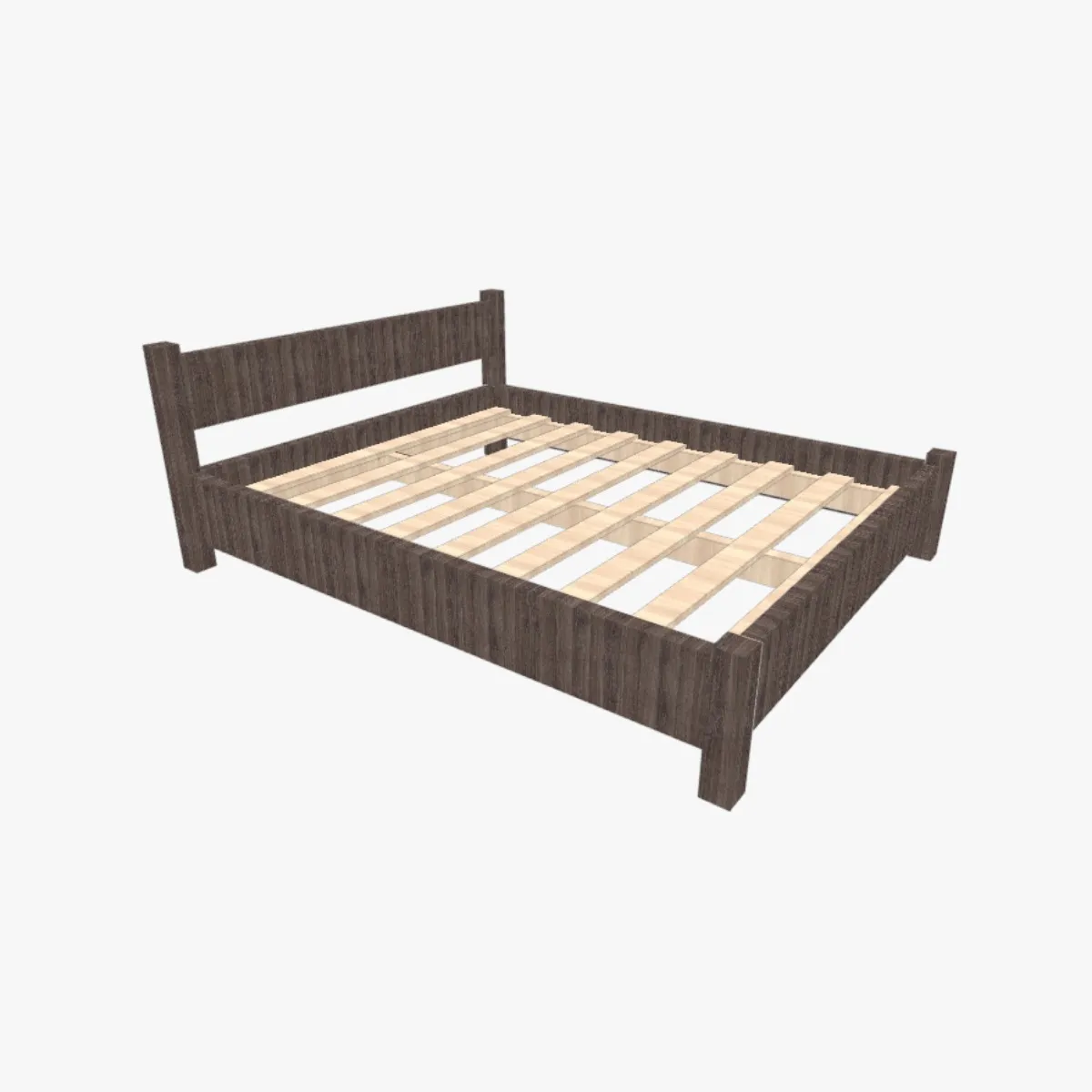 Estructura de cama 160x200 de madera con listones y cabecero