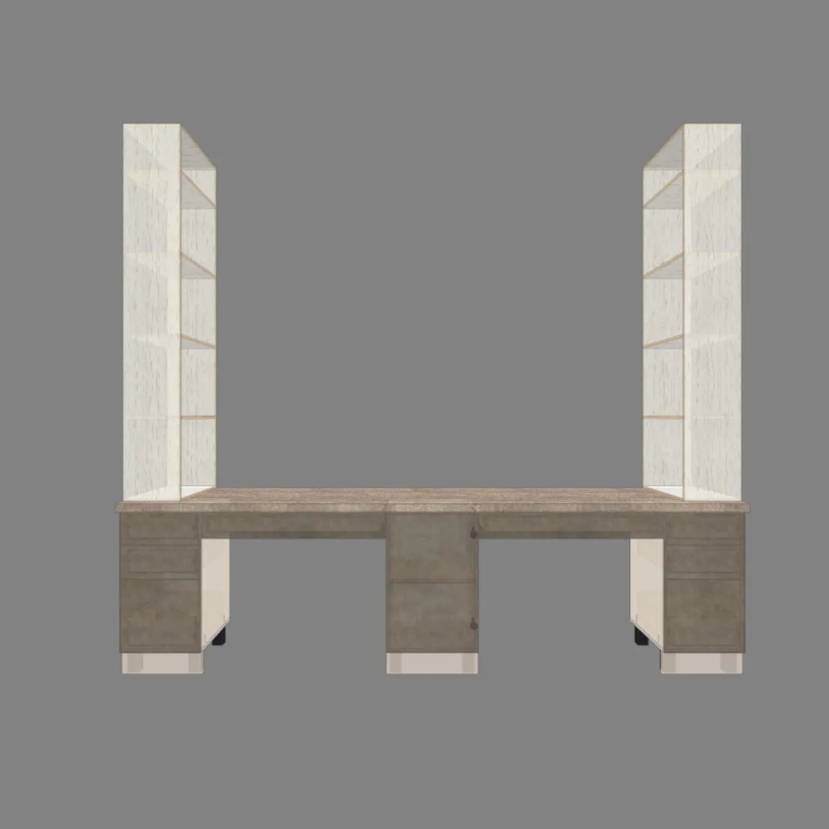 Planos de mesa de trabajo con gabinetes, diseño moderno para home office