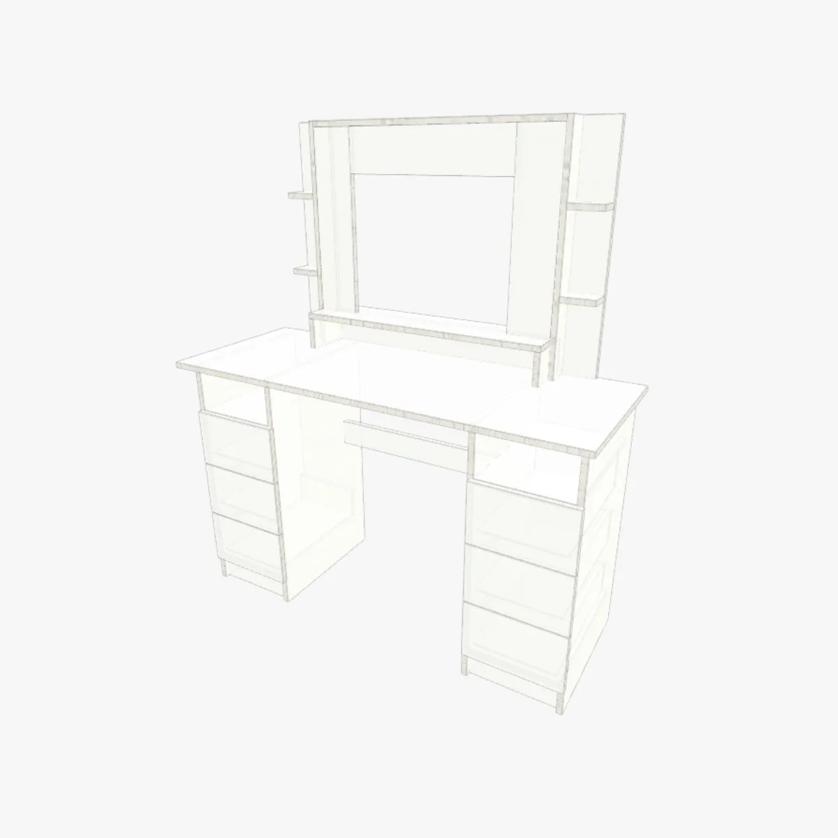 Туалетный столик из ЛДСП с тумбами и зеркальной надставкой, проект и чертежи