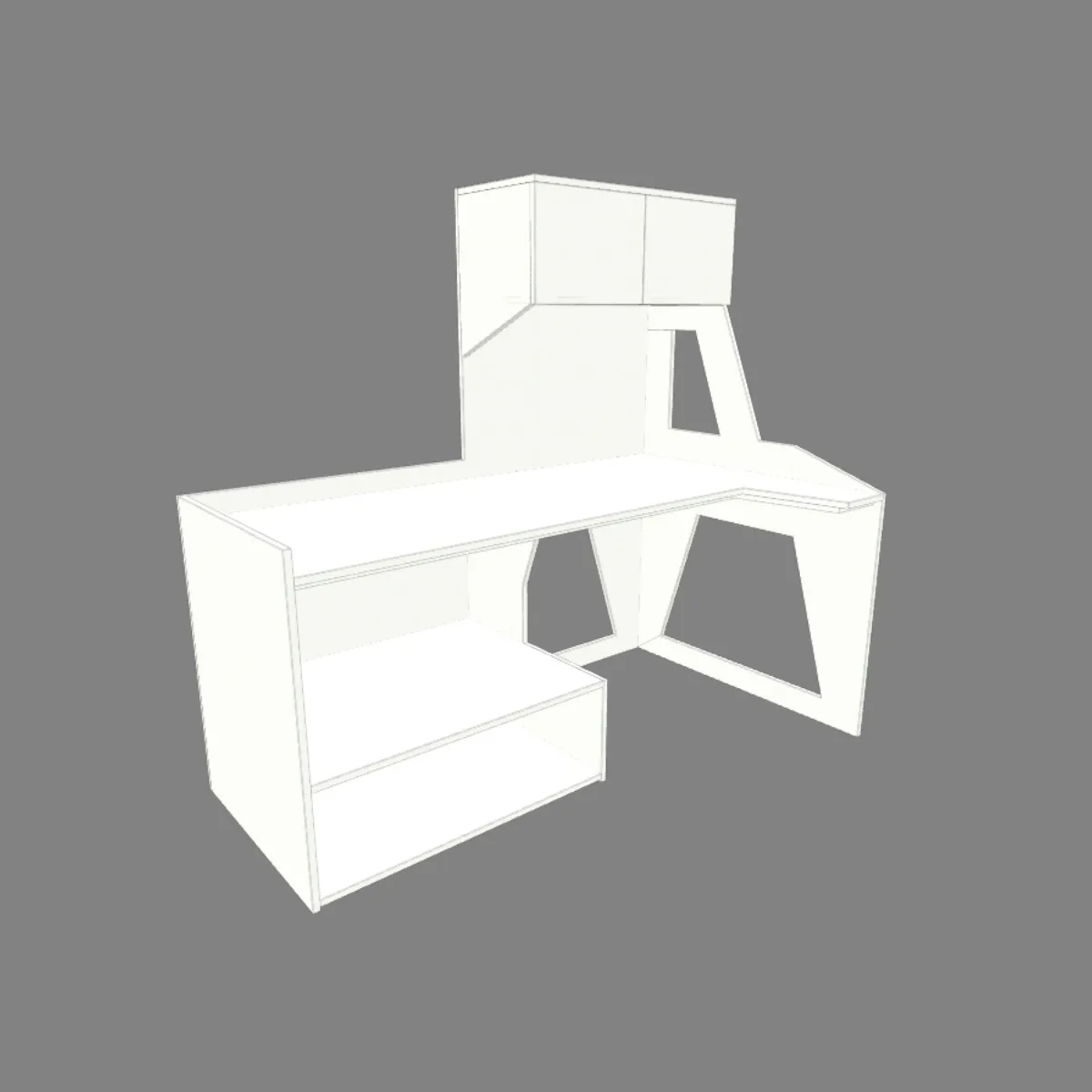 Planos de escritorio en L blanco con almacenamiento para oficina en casa