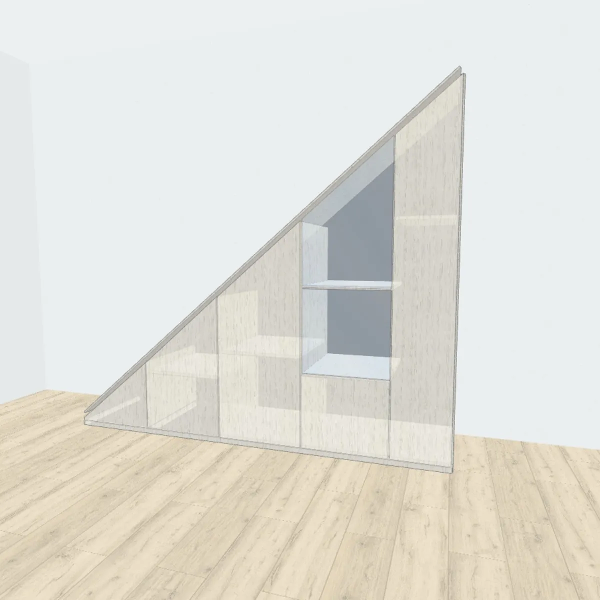 Plan armoire sous escalier triangulaire avec dimensions et inspiration design moderne