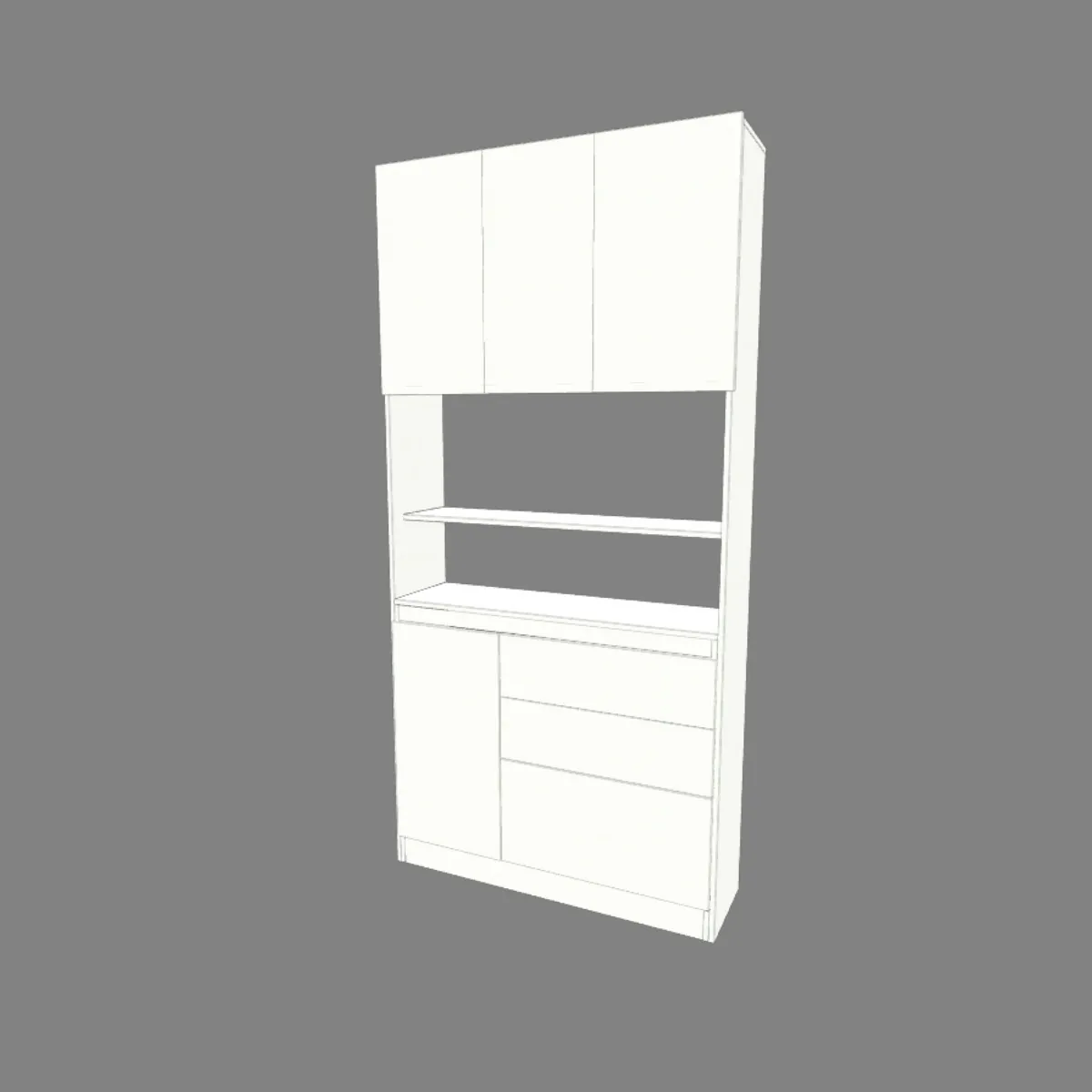 Plan meuble cuisine étroit blanc avec dimensions et optimisation rangement