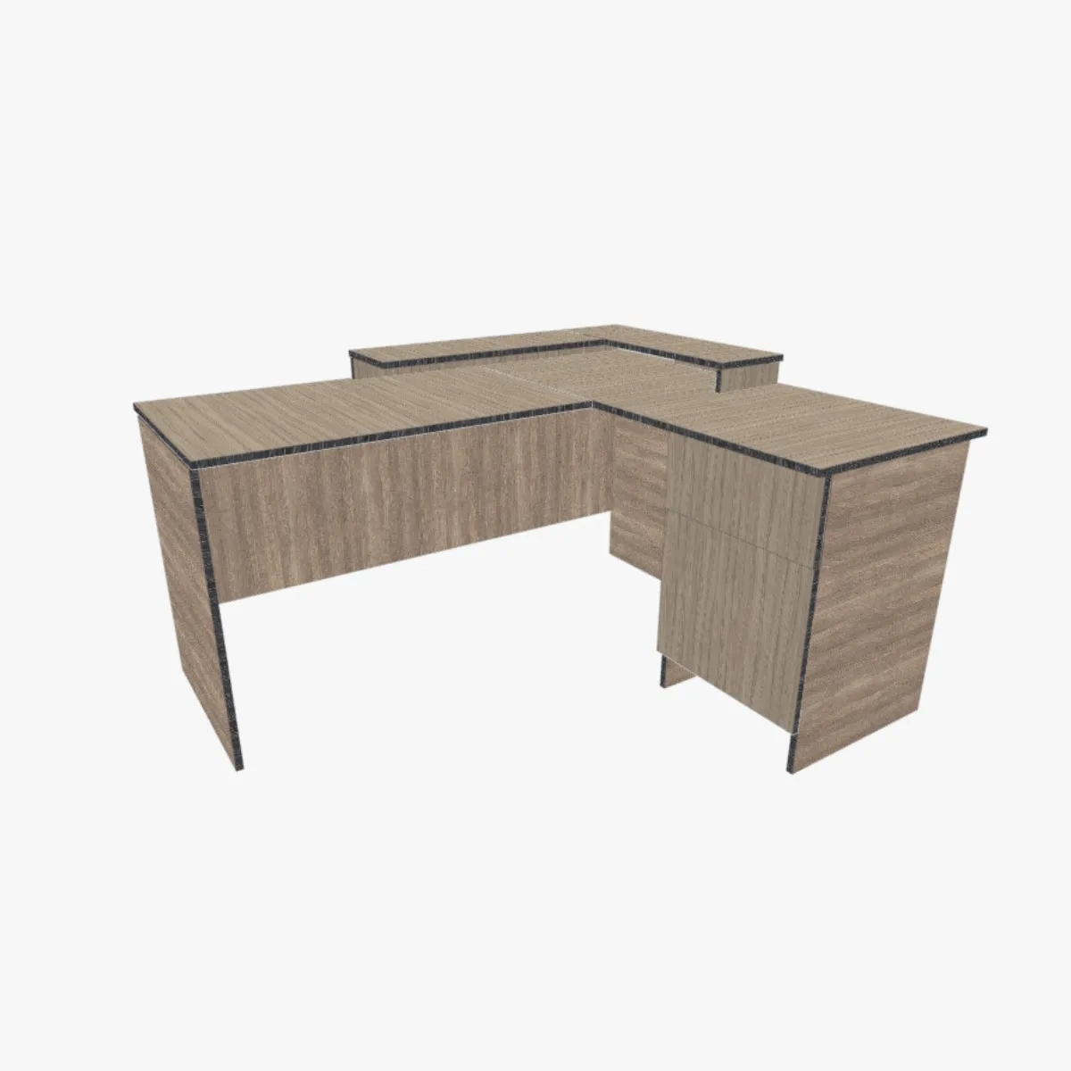 Planos y diseño de mesa de oficina en L con medidas en melamina