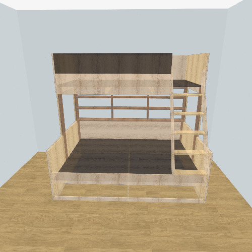 Bunk bed with shelves