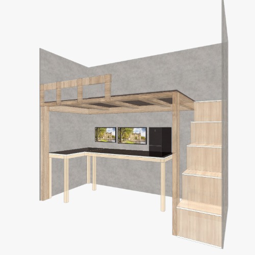 Loft Bed and desktop