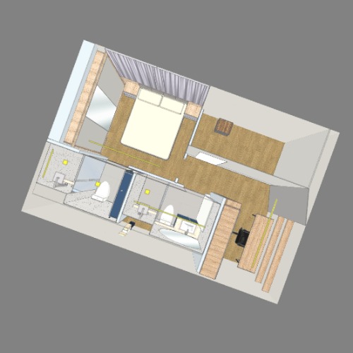 Quarto e banheiros