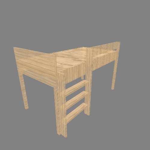 erhötes Bett mit ausgehängter Leiter Бесплатные 3D-проекты мебели и чертежи от сообщества Flatma