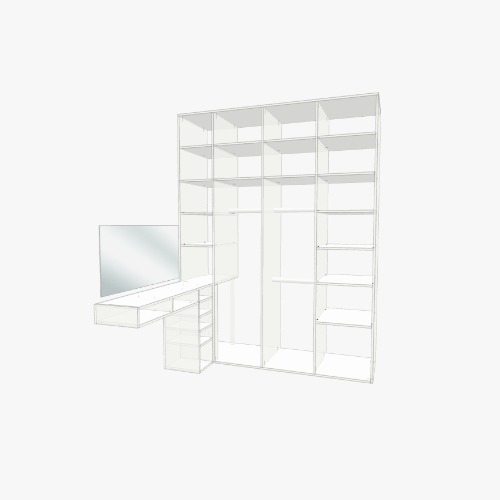 Гардеробная с туалетным столиком и зеркалом (шаблон: без дверей и ящиков)