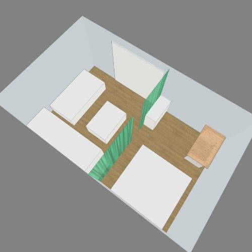 Комната с разделением шторами