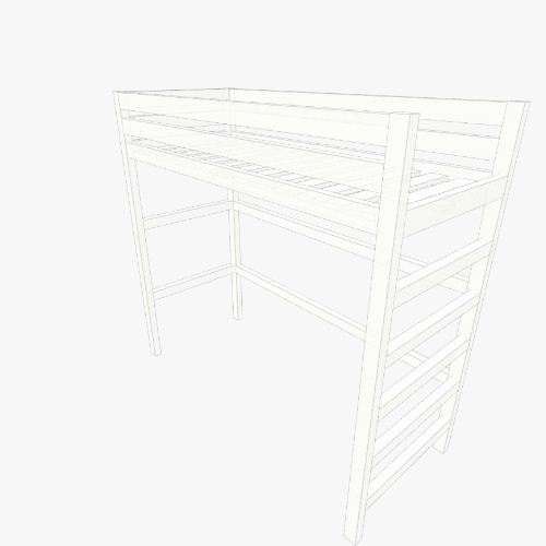 Кровать-чердак односпальная для взрослых из бруса и досок Бесплатные 3D-проекты мебели и чертежи от сообщества Flatma