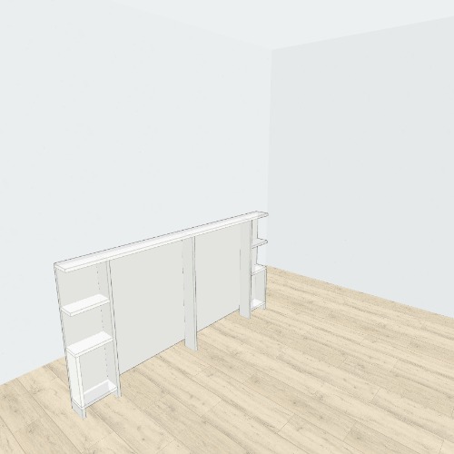 Night stand behind bed