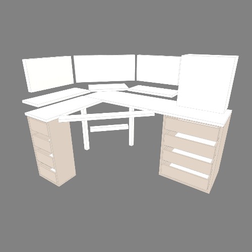 Рабочий стол угловой под 3 монитора (проект)