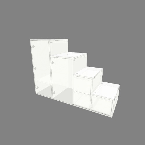 Regał schodkowy z szufladami i drzwiami