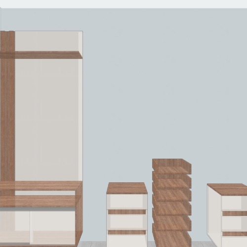 Painel mais Rack com criado mudo com gavetas